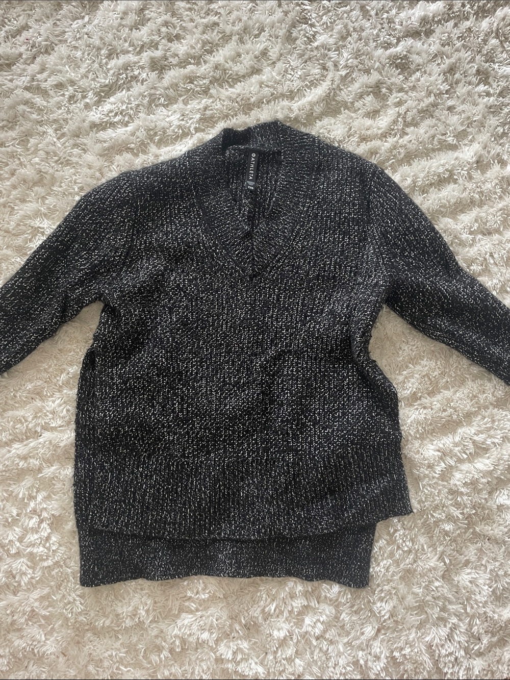 Athleta Black Marled V-Neck Sweater